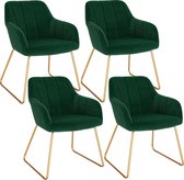 Luxe eetkamerstoel - Set van 4 - Groen - Fluweel - Eetkamerstoelen Set - Stoelen Set van 4 - Modern - Stoelen - Velvet Stoel
