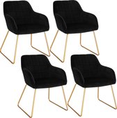 Luxe eetkamerstoel - Set van 4 - Zwart - Fluweel - Eetkamerstoelen Set - Stoelen Set van 4 - Modern - Stoelen - Velvet Stoel