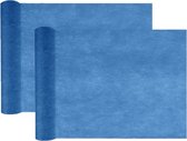 Santex Tafelloper op rol - 2x - donkerblauw - 30 cm x 10 m - non woven polyester