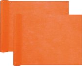 Santex Feest tafelloper op rol - 2x - oranje - 30 cm x 10 m - non woven polyester