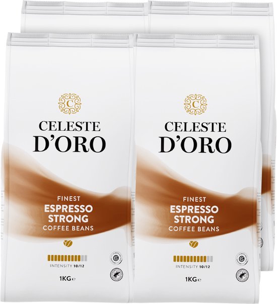Celeste d’Oro - Finest Espresso Strong - Koffiebonen - Arabica en Robusta - Espresso Koffie - Voor Ieder Moment - 4 x 1kg