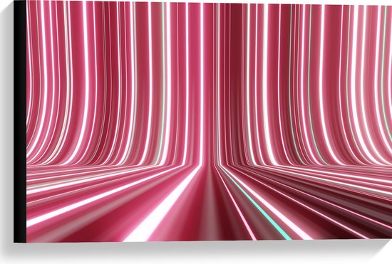 WallClassics - Canvas - Verschillende Tinten Roze in Streeppatroon - 60x40 cm Foto op Canvas Schilderij (Wanddecoratie op Canvas)