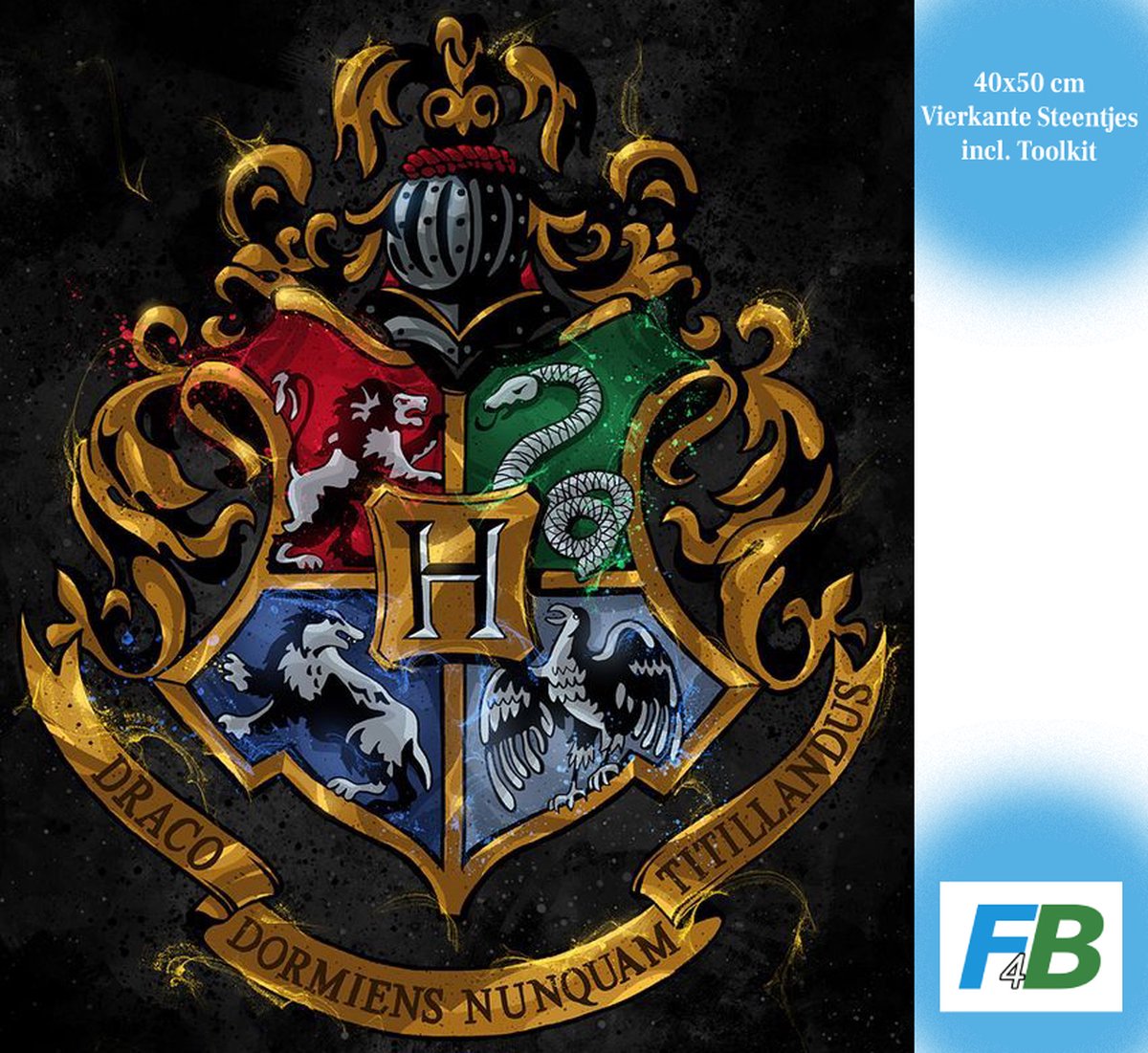 F4B Houses of Hogwarts Diamond Painting 40x50cm | Vierkante Steentjes | Harry Potter | Disney | Pakket Volwassenen en Kinderen