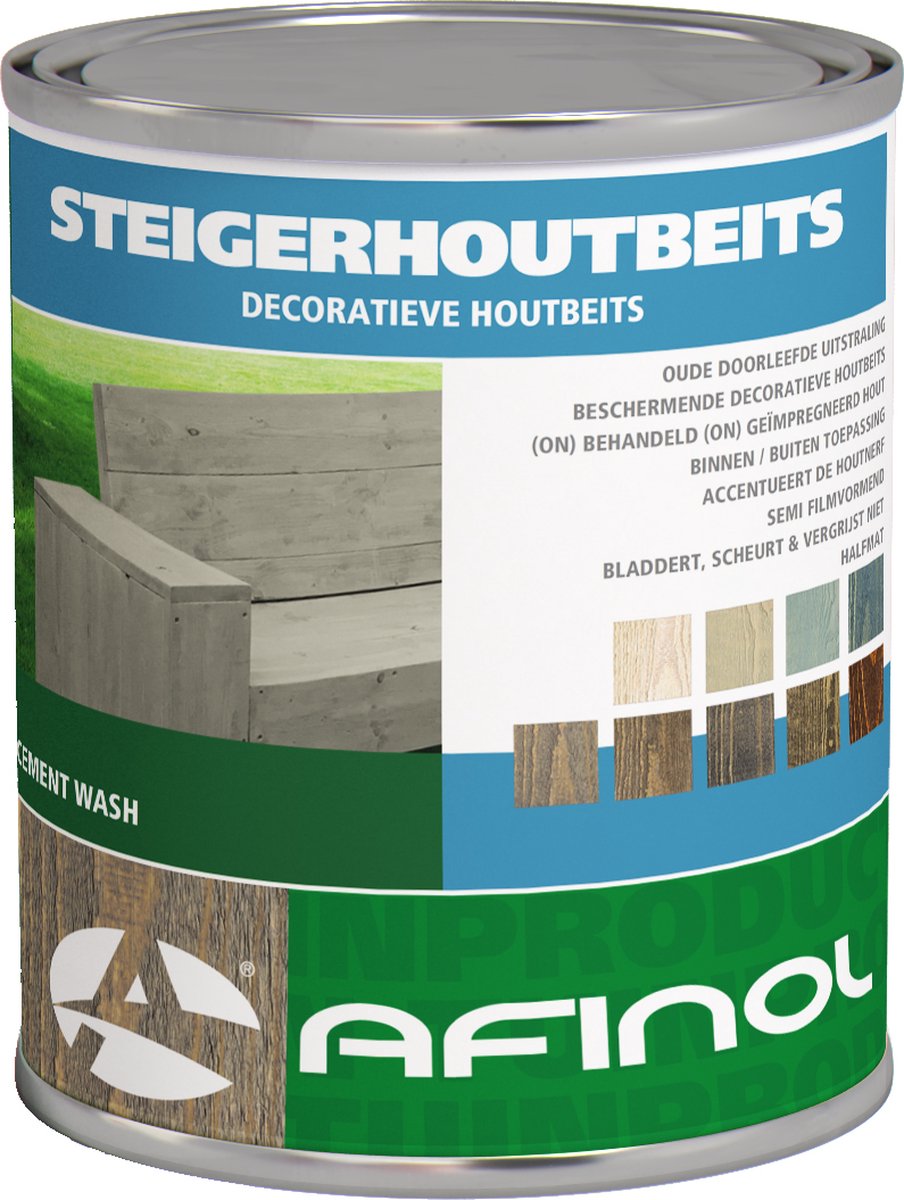 Afinol Steigerhoutbeits Cement Wash 750 ml - Steigerhout Beits - 9 Trendy Kleuren - Steigerhout beschermen - Beschermt tegen vocht