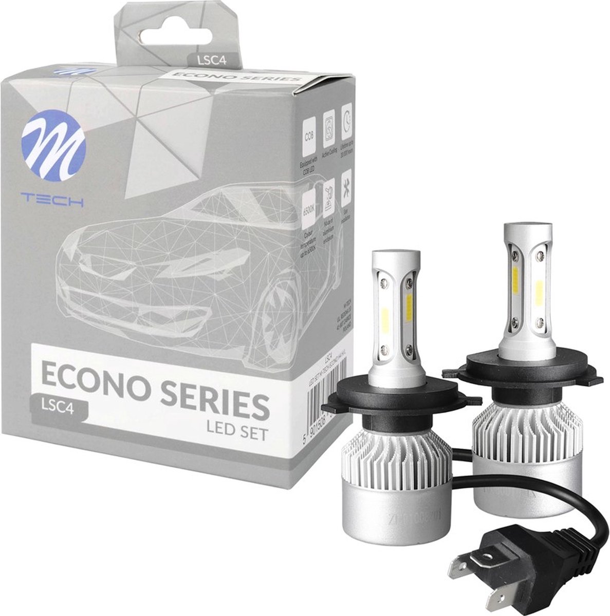 H4 LED koplampen ombouwset 6500K / 10.000 Lumen wit - Auto/Motor/Scooter/Vrachtwagen 12V / 24V - Set (2 stuks)