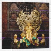 Muursticker - Ganesha Beeld in Hindoeïstische Tempel - 50x50 cm Foto op Muursticker