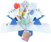 3D Pop-up wenskaart met envelop – Happy Birthday to You - Dogs