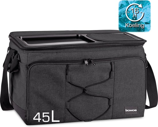 bomoe KT43 – Opvouwbare Koeltas Antracite 45l – Koelbox voor Onderweg – 43x32x28 cm – Picknicktas voor Barbecues Festivals