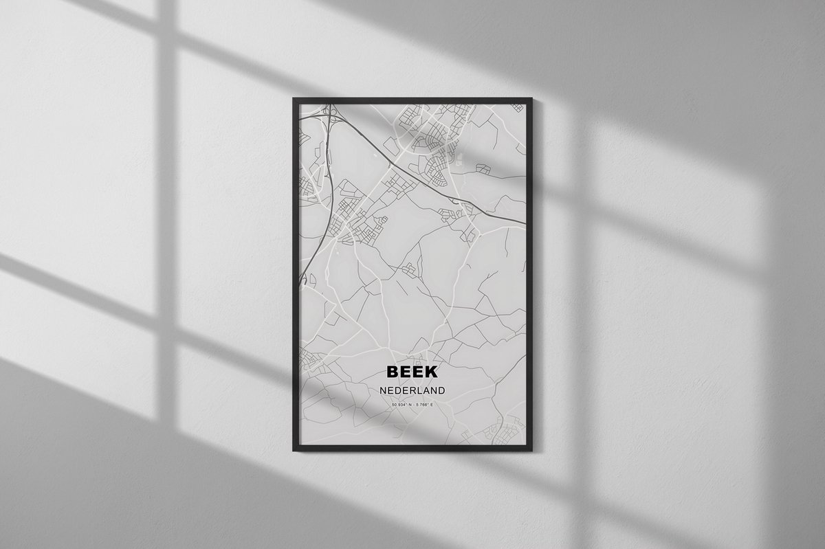 Beek, Nederland - Kaart - Stadskaart - Poster - Formaat: 70x50 cm