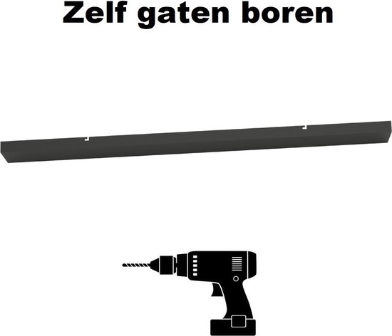 Montagebalk 120cm Zwart (zonder gaten) - 120x10cm - zelf gaten boren > montageplaat zwart | montagebalk zwart | plafondplaat zwart | plafondbalk zwart | lampen hang zwart | hanglamp zwart | hanglamp eetkamer zwart | hanglamp keuken zwart