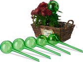 Relaxdays waterdruppelaar - set van 6 - Ø 8 cm - watergeefsysteem kamerplanten - 250 ml - groen