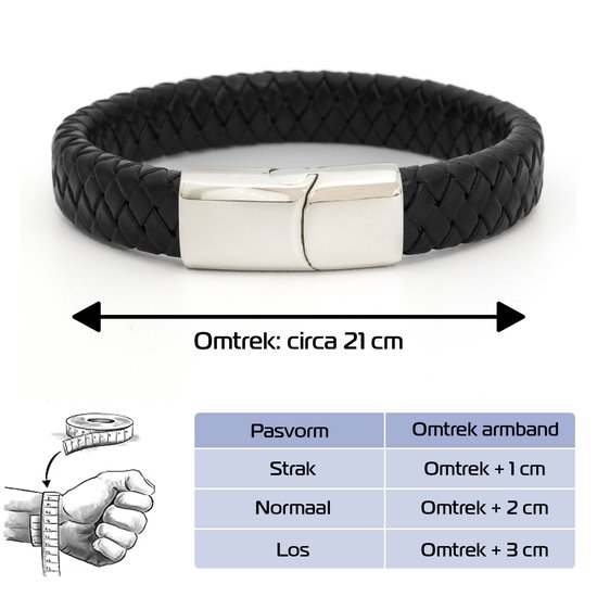 AWEMOZ Leren Armbanden - Leren Armbandjes - Zwart - Leer - Armband Heren - Sieraden - Cadeau