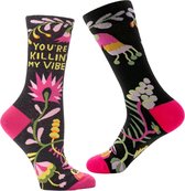 Winkrs - Grappige Sokken met bloemen en tekst ''You're Killin My Vibe'' Maat 38 t/m 42