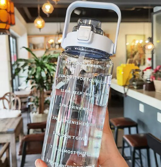 SIEROZUR Glazen waterfles met rietje en handvatdeksel, halve gallon motiverende glazen fles met siliconen hoes en tijdmarkering, grote herbruikbare sportwaterfles voor sportschool, thuistraining SIEROZUR Glazen waterfles met rietje en handvatdeksel, halve gallon motiverende glazen fles met siliconen hoes en tijdmarkering, grote herbruikbare sportwaterfles voor sportschool, thuistraining