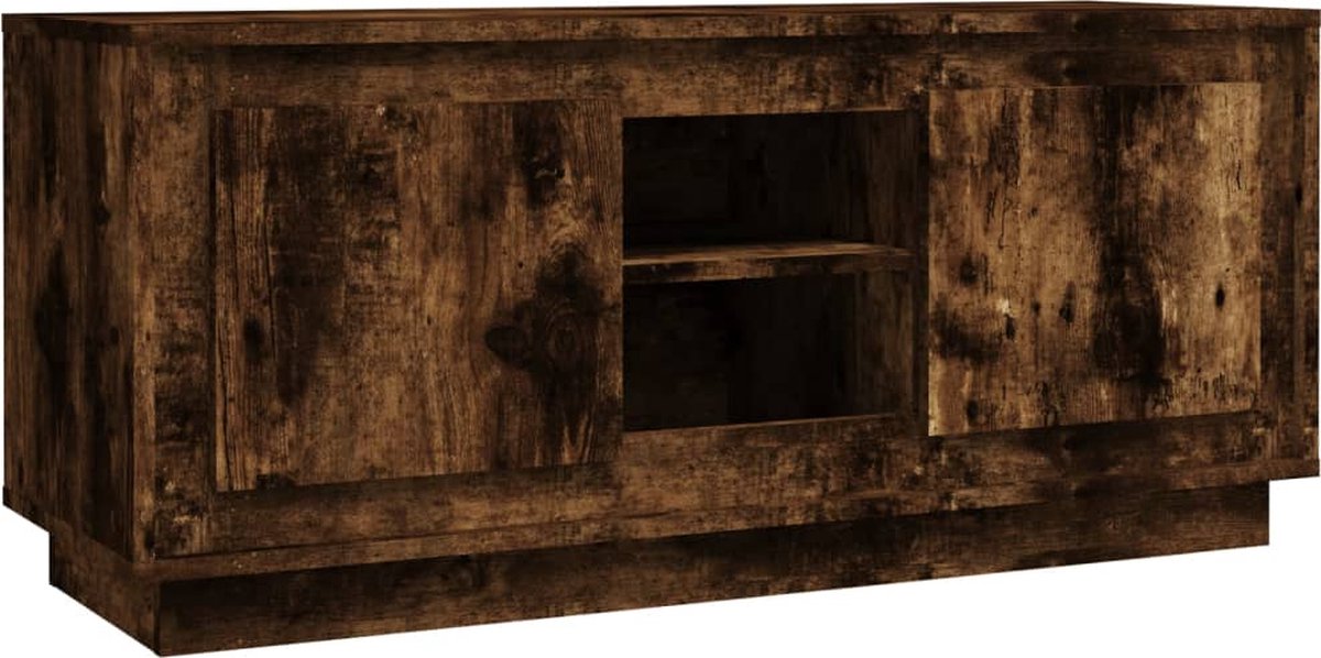 vidaXL - Tv-meubel - 102x35x45 - cm - bewerkt - hout - gerookt - eikenkleurig