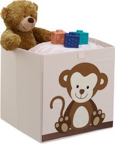 Relaxdays opbergmand kinderkamer - opvouwbare kastmand - speelgoedmand aap - babykamer