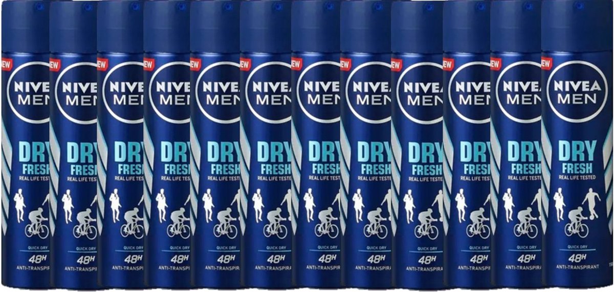 Goedkoopste NIVEA MEN - Dry Fresh - Deodorant Spray - 12 x 150ml - Voordeelverpakking