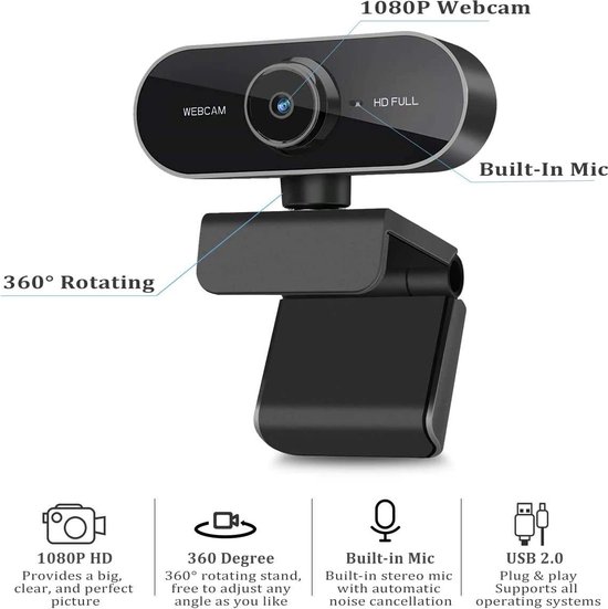 Caméra Web USB 2.0 HD Webcam PC Web Cam avec microphone pour ordinateur  portable