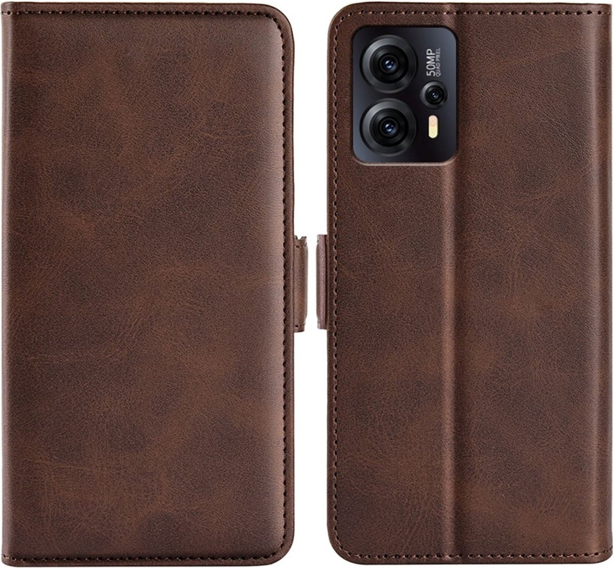 Mobigear Telefoonhoesje geschikt voor Motorola Moto E13 Hoesje | Mobigear Slim Magnet Bookcase Portemonnee | Pasjeshouder voor 3 Pasjes | Telefoonhoesje voor Pinpas / OV Kaart / Rijbewijs - Bruin