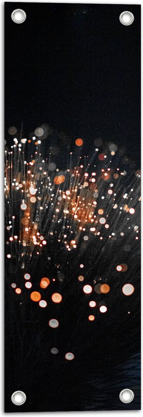 Tuinposter – Takken met Oranje Lichtjes aan de Bovenkant - 20x60 cm Foto op Tuinposter (wanddecoratie voor buiten en binnen)