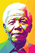 Nelson Mandela Poster - Abstract Portret - Moderne Kunst - Nelson Mandela - Wanddecoratie - Interieur Design - 51x71 - YR - Geschikt om in te lijsten