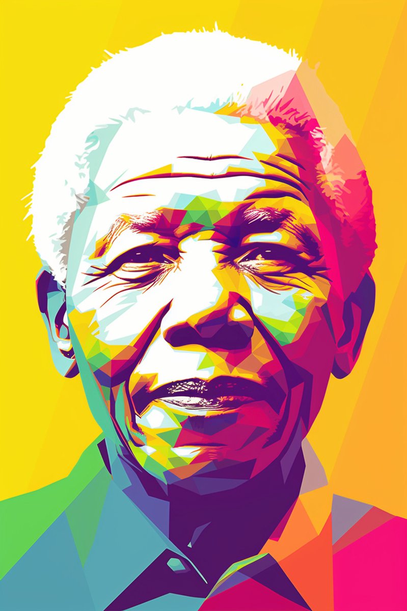 Nelson Mandela Poster - Abstract Portret - Moderne Kunst - Nelson Mandela - Wanddecoratie - Interieur Design - posters - formaat 50x70cm - S278YR