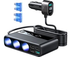 Joyroom 154W Autolader met sigarettenaansteker Splitter met USB C en USB A - Zwart