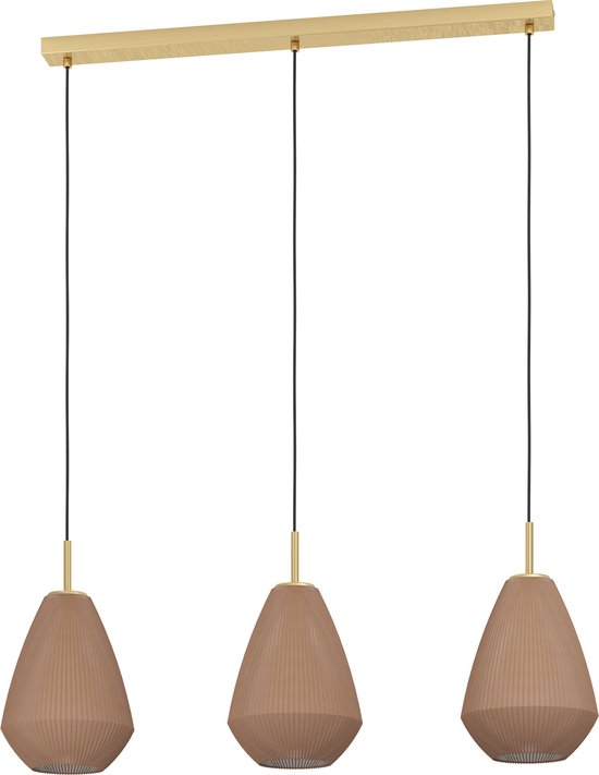 EGLO Caprarola Hanglamp - E27 - 90 cm - Zand/Koper - Satijn Glas