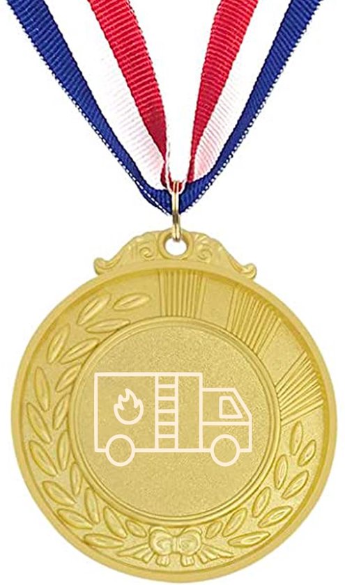 Akyol - brandweer medaille goudkleuring - Brandweerman - brandweermannen - leuk kado voor iemand die brandweerman is