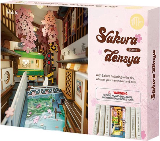 Cuteefun 3D houten puzzel Book Nook, rekinzet voor knutselboeken, mini