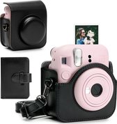 Accessoires Set geschikt voor Fujifilm Instax Mini 12 Case - Hoesje - Fotoboek - Hoesje met Draagriem - Camera Tas - Zwart