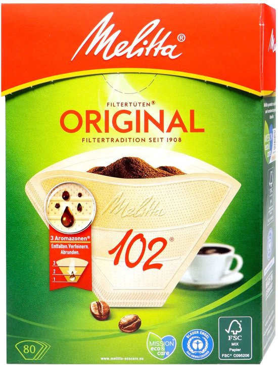 Melitta Filter Papers 102 Natural Brown Aroma, 80pack bol