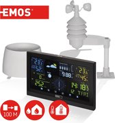 Emos professioneel weerstation met buitensensor, incl. Touchscreen kleurendisplay, DCF-ontvangstsignaal radioklok - binnen- en buitentemperatuur, weersvoorspelling, met draadloze regenmeter e