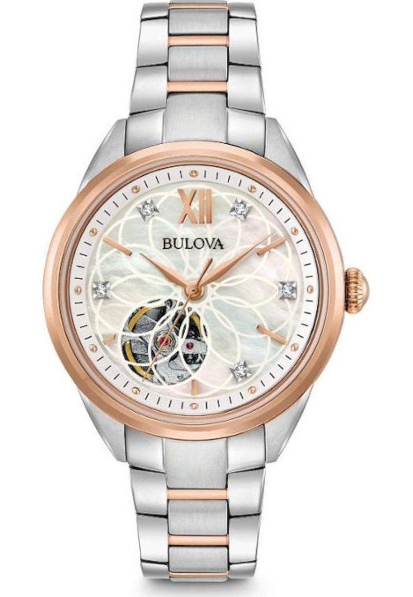 Bulova Sutton Horloge - Bulova dames horloge - Bicolor Rosé - diameter 34 mm - roestvrij staal