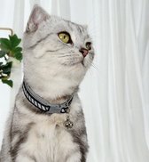 Katten halsband-Huisdier honden veiligheidshalsbandje-met belletje en reflecterende streepjes, anti-bijt halsband-Verstelbaar 20-34cm zwart