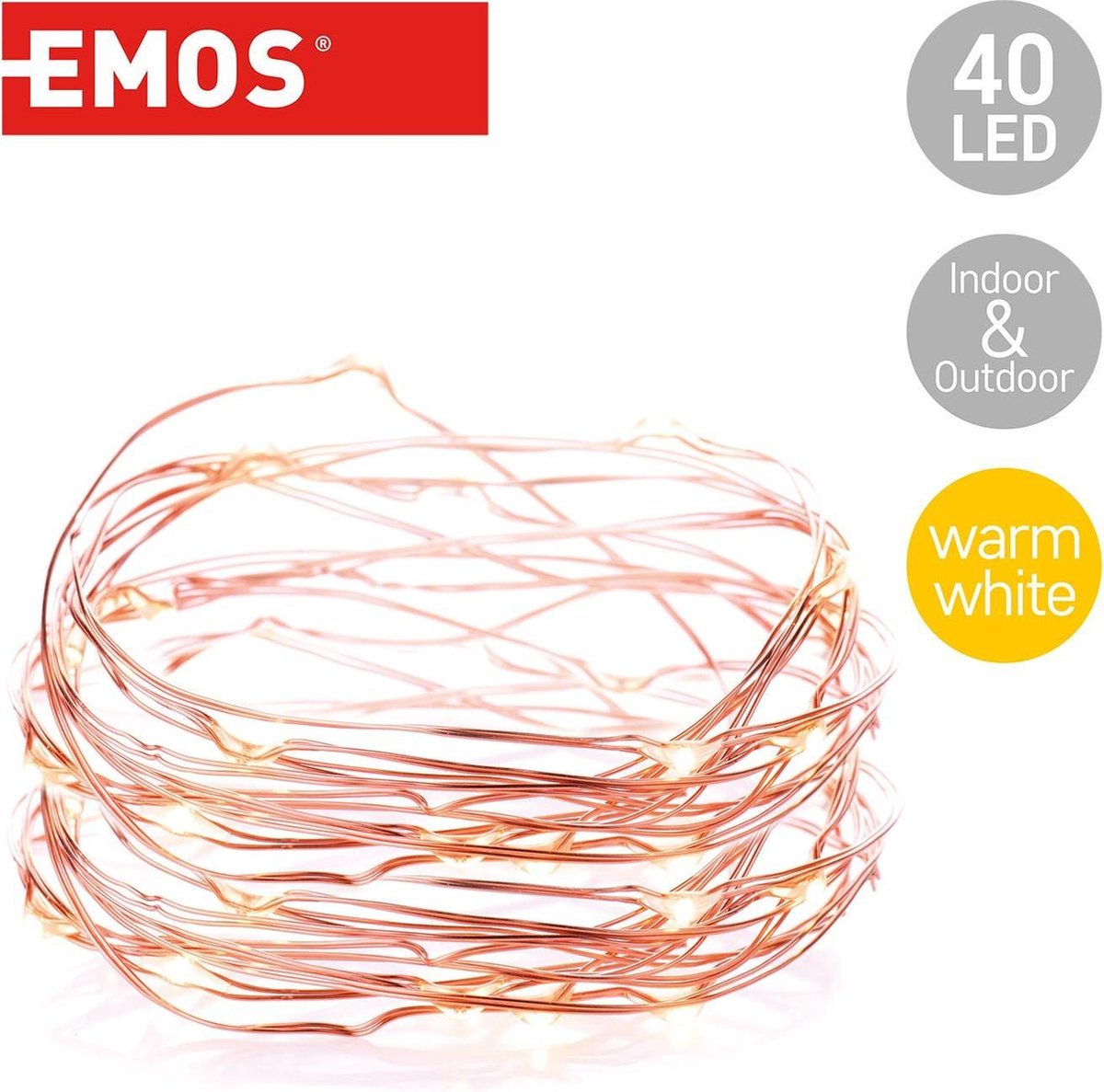 ENLACE USB LED-lichtsnoer, 3 m lang, 30 leds, warmwit, set