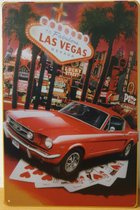 Ford Mustang Las Vegas Reclamebord van metaal METALEN-WANDBORD - MUURPLAAT - VINTAGE - RETRO - HORECA- BORD-WANDDECORATIE -TEKSTBORD - DECORATIEBORD - RECLAMEPLAAT - WANDPLAAT - NOSTALGIE -CAFE- BAR -MANCAVE- KROEG- MAN CAVE