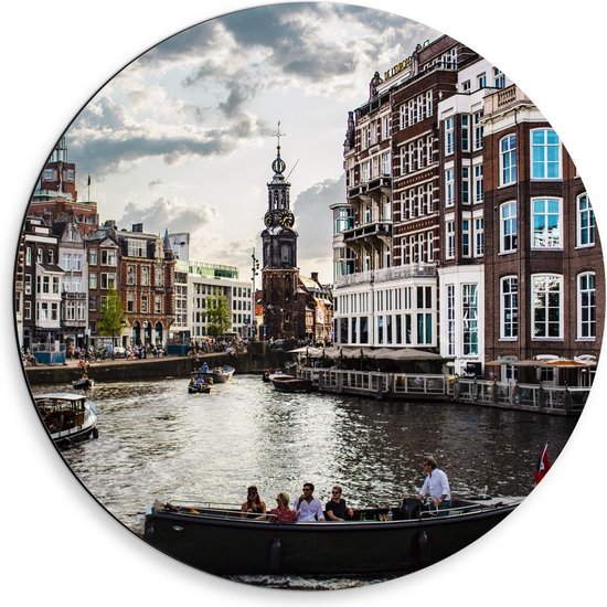 Dibond Wandcirkel - De Grachten van Amsterdam  - 50x50cm Foto op Aluminium Wandcirkel (met ophangsysteem)