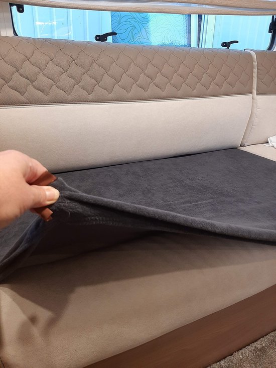Bankhoes voor Camper / Mobilhome / Caravan Carré Stretch badstofhoes per stuk kleur Antraciet universeel model van Madison — afbeelding 4