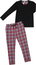 La-V pyjama sets voor jongens  met geruite flanel broek  Zwart/rood 170-176