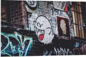 Forex - Muur versierd met Graffiti  - 90x60cm Foto op Forex