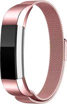 Bandje Voor Fitbit Alta - Milanese Band - Roze - Maat: SM - Horlogebandje, Armband