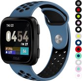 Bandje Voor Fitbit Versa Dubbel Sport Band - Donkerblauw Zwart - Maat: ML - Horlogebandje, Armband