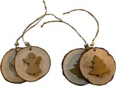Kersthanger - Met houten figuur - Goud / Bruin - Hout - ⌀ 6,5 cm - 2 Stuks - Assorti