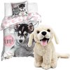 foto van Dekbedovertrek Husky met Kitten, hond en kat, 140x200cm, Kinderdekbed - incl. Pluche Labrador Pup 20 cm