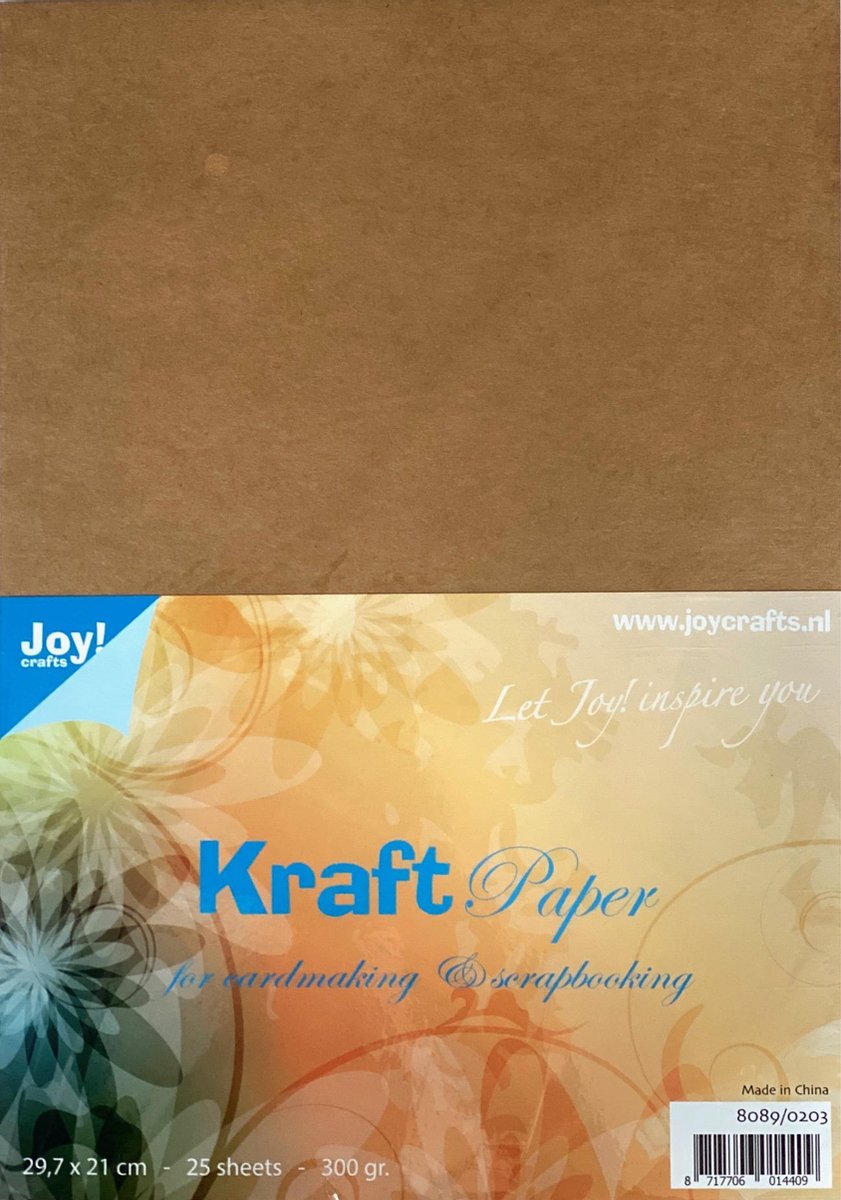 Kraft Karton – Recycled Karton – Hobby Karton – Bruin – A4 – 21×29,7cm – 300 grams – Joy!Crafts – 25 vellen