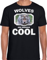 Dieren wolven t-shirt zwart heren - wolves are serious cool shirt - cadeau t-shirt wolf/ wolven liefhebber 2XL