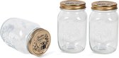 3x bocaux / récipients de stockage transparents avec bouchon à vis 1 litre de verre - Ustensiles de cuisine - Consservation alimentaire