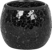 Something Different Theelichthouder Large Round Black Crackle Multicolours