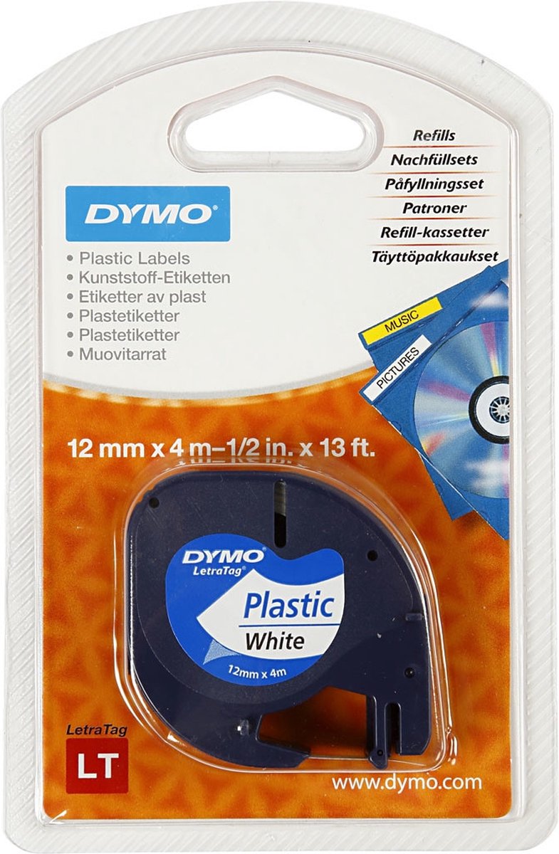 Plastic Tape, wit, L: 4 m, B: 12 mm, 4 m/ 1 rol